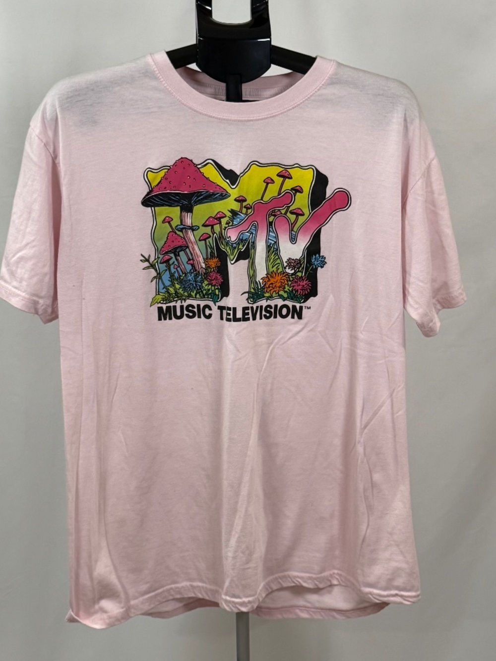 MTV Mushroom Graphic Tee XL Pink Psychedelic Music Television Shirt